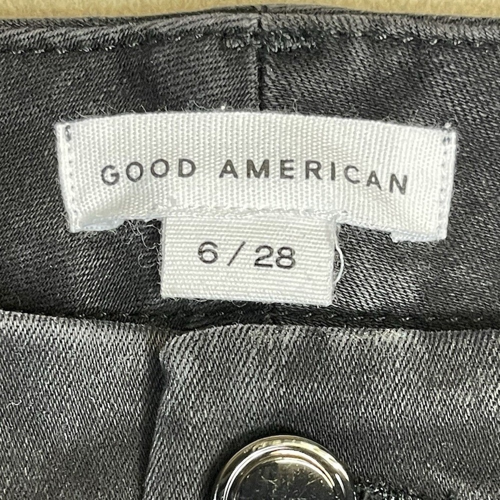 Good American Jeans Womens 6/28 Good Waist Skinny Black Side Slit NEW - Picture 4 of 13